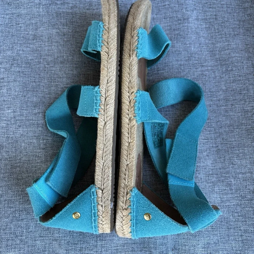 UGG Women's 8 Mila Gladiator Espadrille Sandal Acapulco Teal‎ Blue 1016877